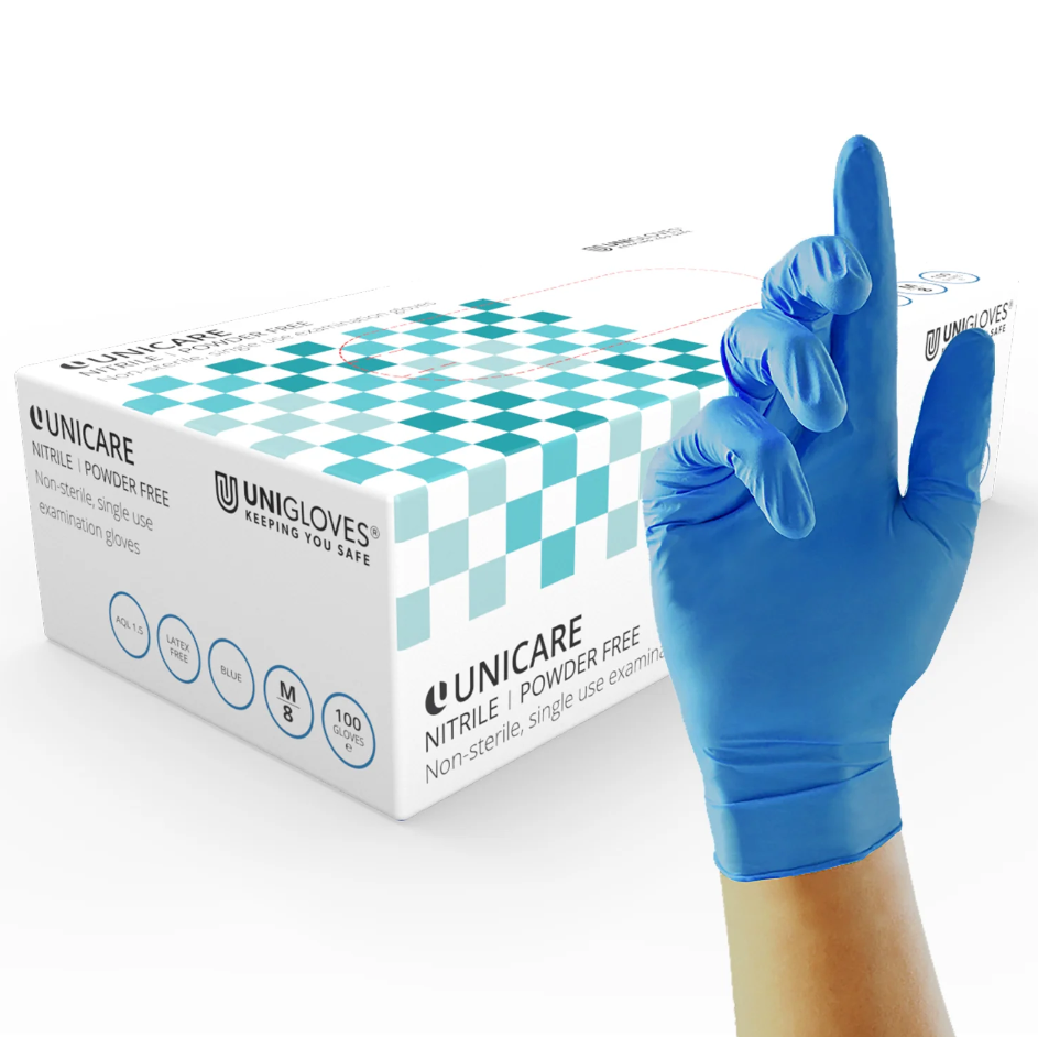 Blue, medical grade, light weight nitrile examination gloves, P-GS003X ,(100 gloves per box)
