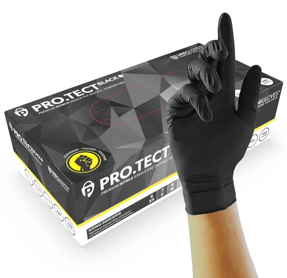 Heavy Duty Black Nitrile Gloves, (100 gloves per box) P-GA006X