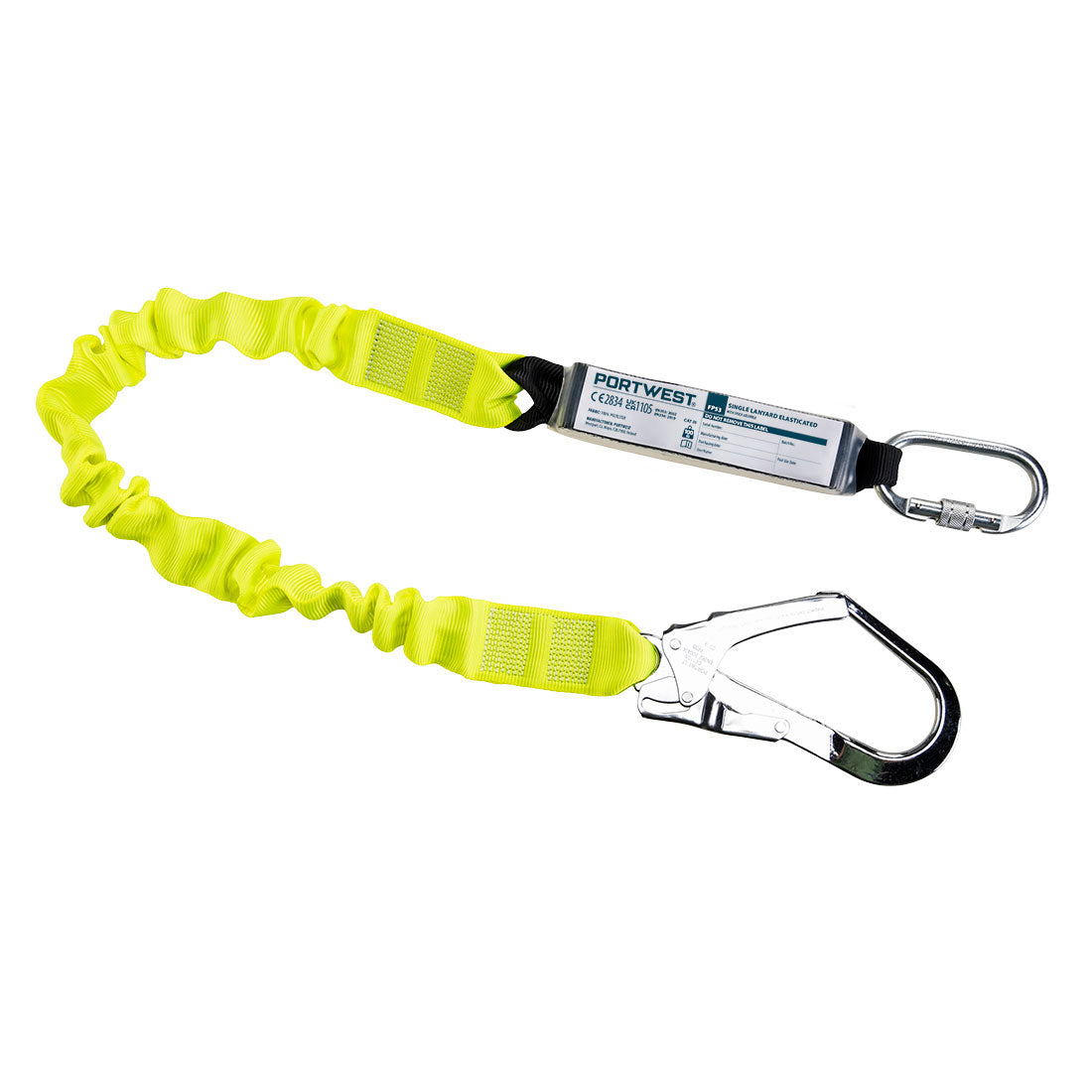 FP53 SINGLE ELASTICATED 1.8M LANYARD WITH SHOCK ABSORBER YELLOW