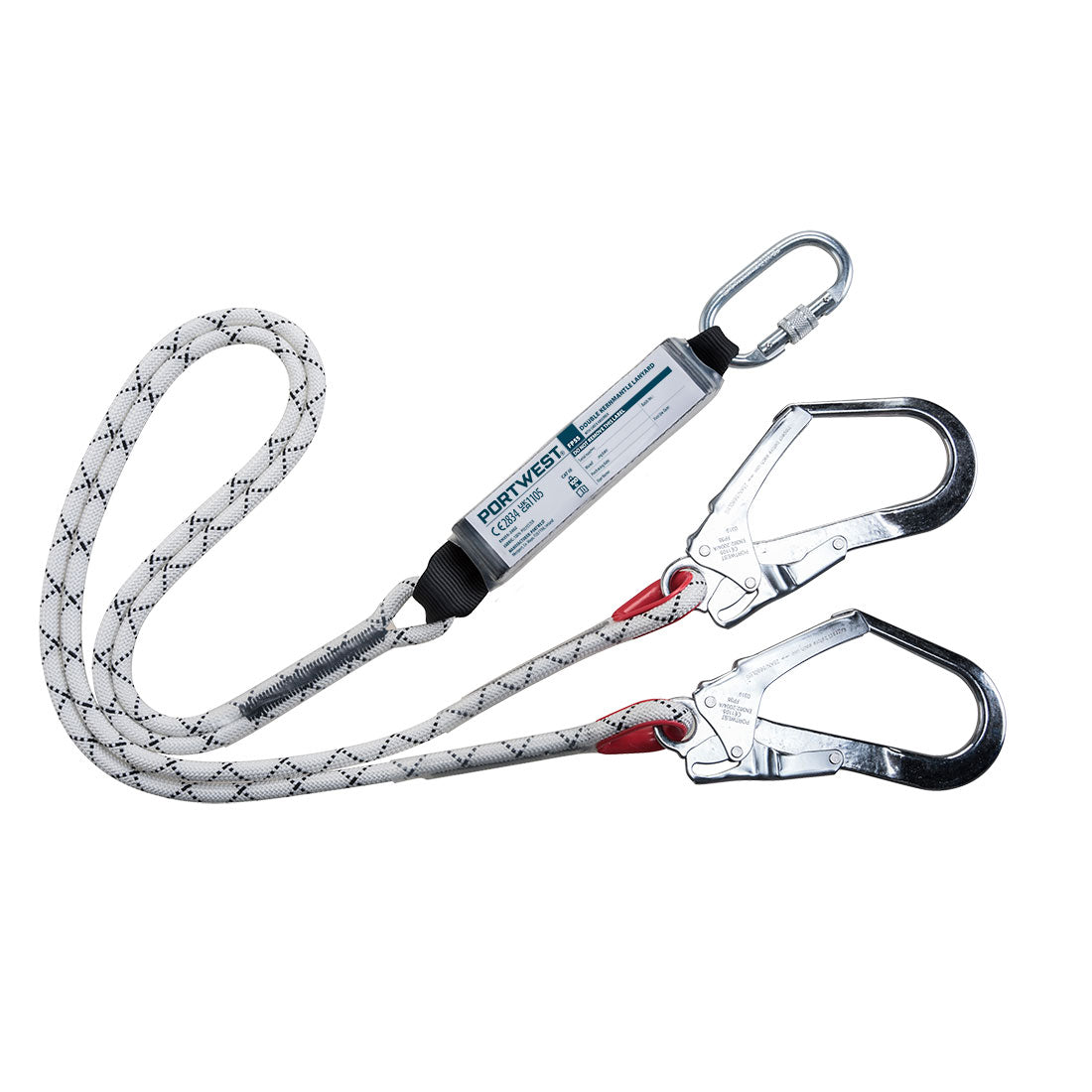 FP55 DOUBLE KERNMANTLE 1.8M LANYARD WITH SHOCK ABSORBER WHITE
