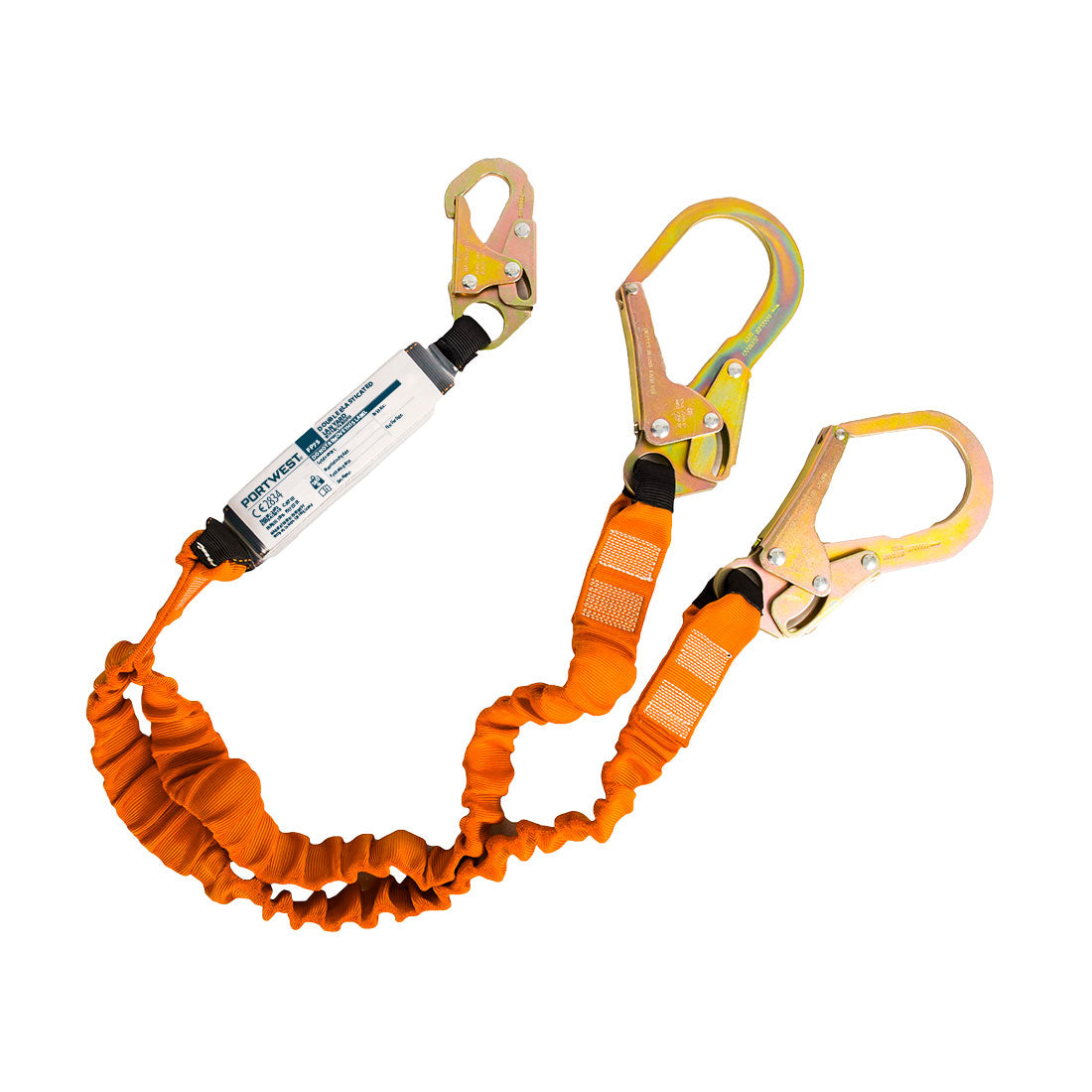 FP75 DOUBLE 140KG 1.8M LANYARD WITH SHOCK ABSORBER BLACK/ORANGE