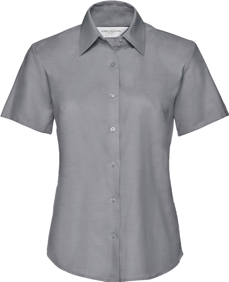 R933F Tailored Oxford Shirt Short Sleeve 135 Ladies Silver