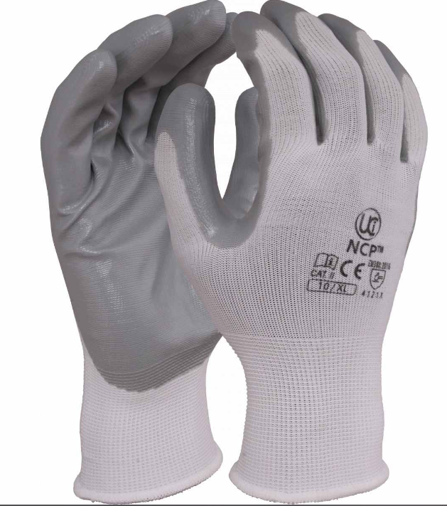 NCP - Nitrile Palm Coating White/Grey (10 PK)