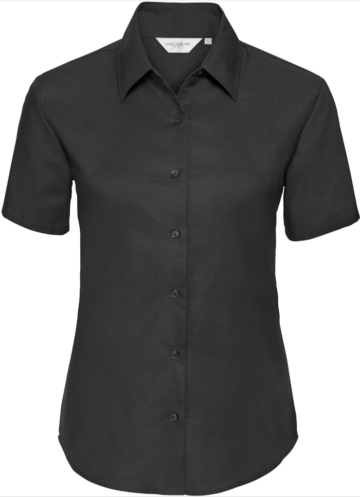 R933F Tailored Oxford Shirt Short Sleeve 135 Ladies Black