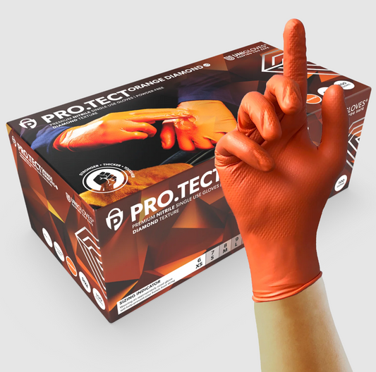 Orange Diamond Textured Gloves, (100 gloves per box) GA005X