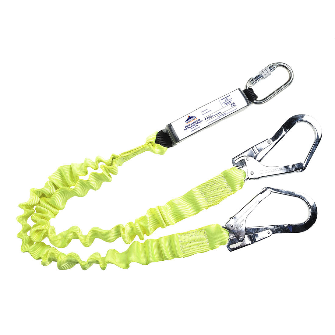 FP52 DOUBLE ELASTICATED 1.8M LANYARD WITH SHOCK ABSORBER YELLOW
