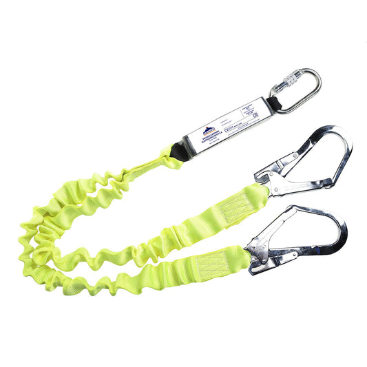FP52 DOUBLE ELASTICATED 1.8M LANYARD WITH SHOCK ABSORBER YELLOW