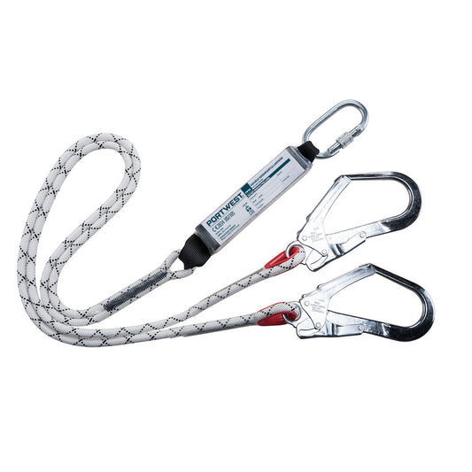 FP55 DOUBLE KERNMANTLE 1.8M LANYARD WITH SHOCK ABSORBER WHITE