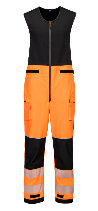 T150 - PW3 Hi-Vis Rain Salopette (3L) Orange/Black