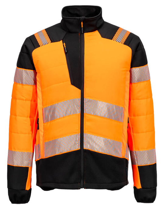 T170 - PW3 Hi-Vis Hybrid Baffle Jacket Orange/Black