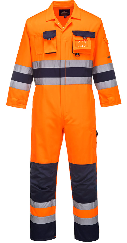 TX55 - Nantes Hi-Vis Contrast Work Coverall Orange/Navy