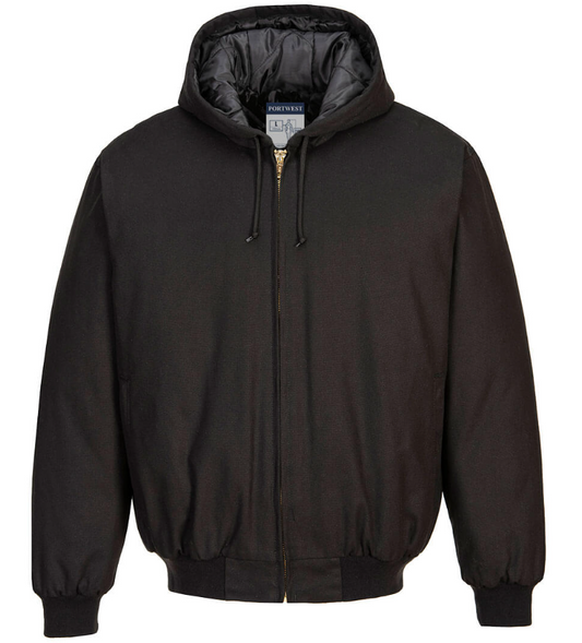 DC801 - Duck Quilt Lined Hooded Jacket Black