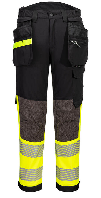 EV442 - EV4 Hi-Vis Stretch Detachable Holster Class 1 Trousers Yellow/Black