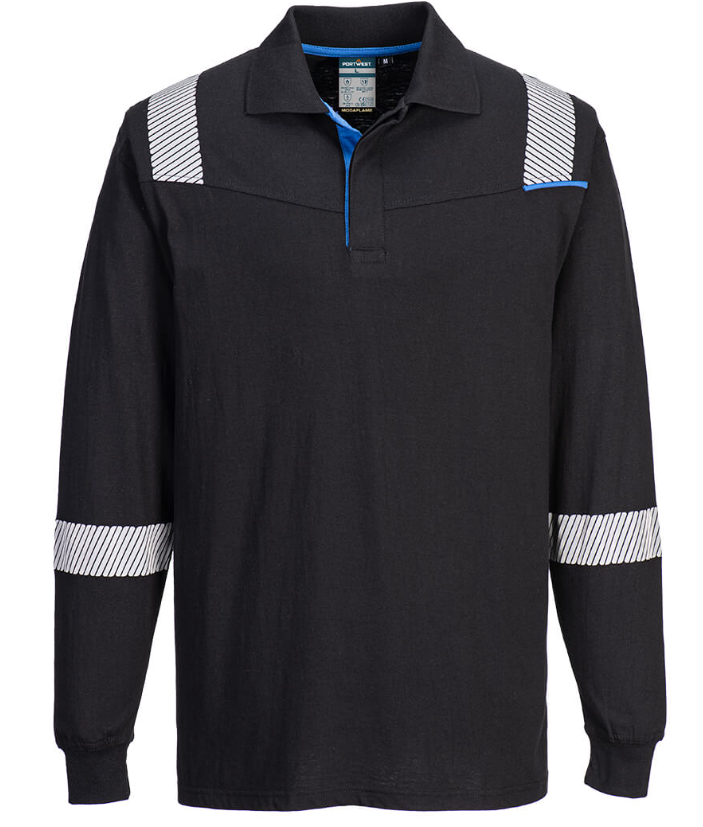 FR711 - WX3 Flame Resistant Long Sleeve Polo Black