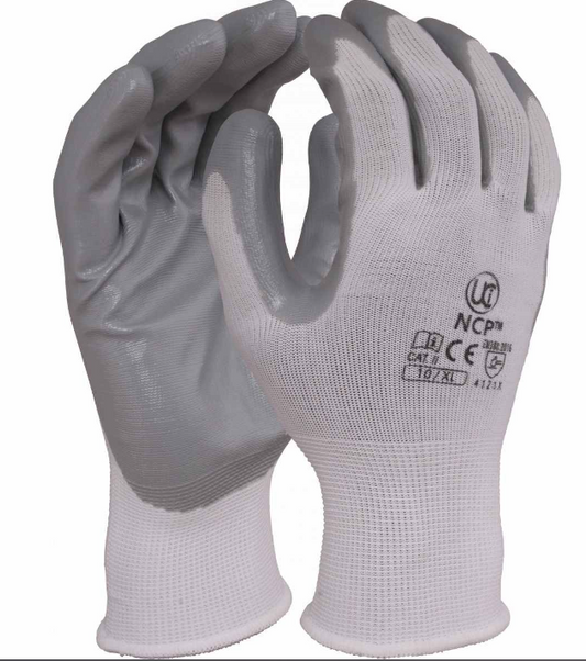 NCP - Nitrile Palm Coating White/Grey (10 PK)