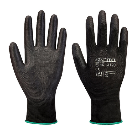 MVG725 A120 PU Palm Coated Glove Black – Pack of 12