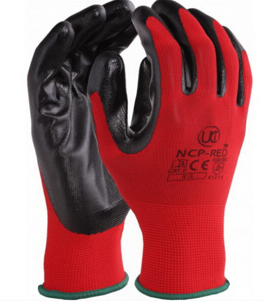 NCP-RED - NITRILE PALM COATING BLACK/RED PACK OF 10